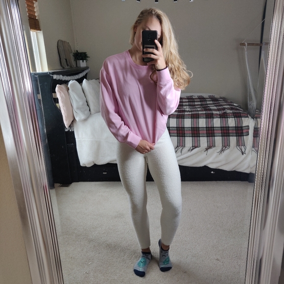 white fuzzy leggings